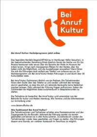„Bei Anruf Kultur“ – So kommt das Museum ins Wohnzimmer