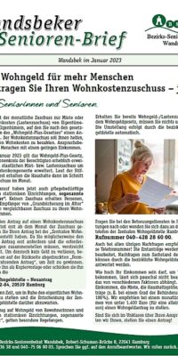 Titelbild Wandsbeker Seniorenbrief Ausgabe Januar 2023