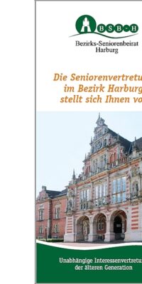 Titelbild des Faltblatts "Die Seniorenvertretung im Bezirk Harburg stellt sich Ihnen vor"